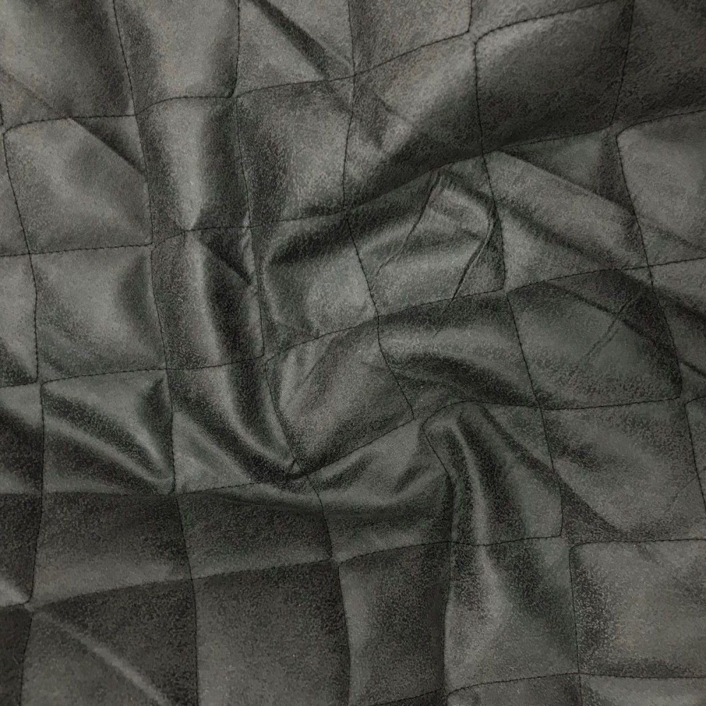 Charcoal quilted fabric soft leather look EU Fabrics