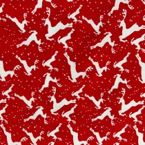 Cotton Christmas Prints Christmas Leaping Deer Red3