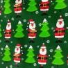 Cotton Christmas Prints Santa Green 3