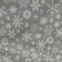 Cotton Christmas Prints Grey Snowflakes  3