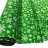 Cotton Christmas Prints Green Snowflakes 1