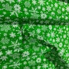 Cotton Christmas Prints Green Snowflakes 2