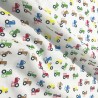 Printed Polycotton Designs White With Tractors 2