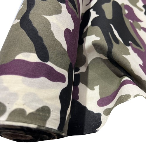 Cotton Drill Camouflage Prints Plum1