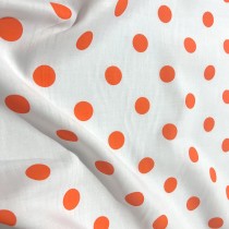 Polycotton Drill Polka Dots Orange2