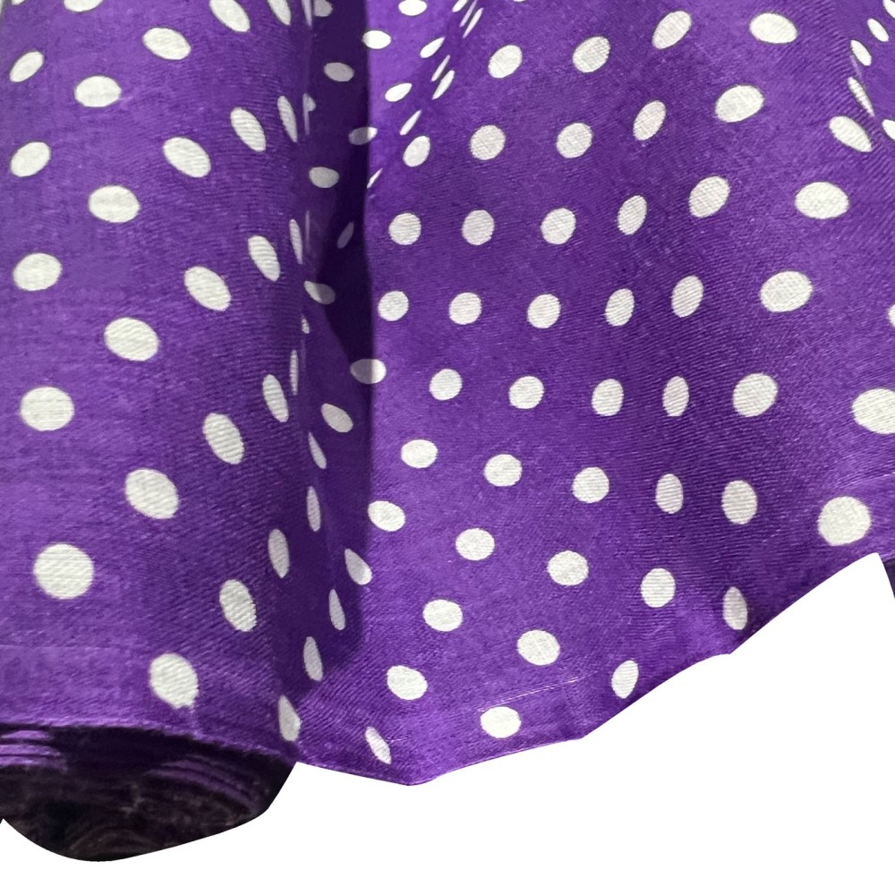 Polycotton Fabric Polka Dots Purple 1