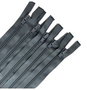 Pack Of 5 Grey Nylon Zips  (Open end) 