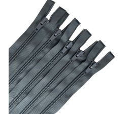 Pack Of 5 Grey Nylon Zips  (Open end) 