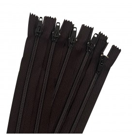 Pack Of 5  Chocolate Nylon Zips  (Closed end) 