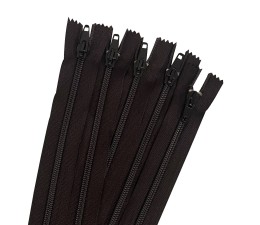 Pack Of 5  Chocolate Nylon Zips  (Closed end) 
