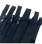 Pack Of 5 Black Nylon Zips  (Open end) 