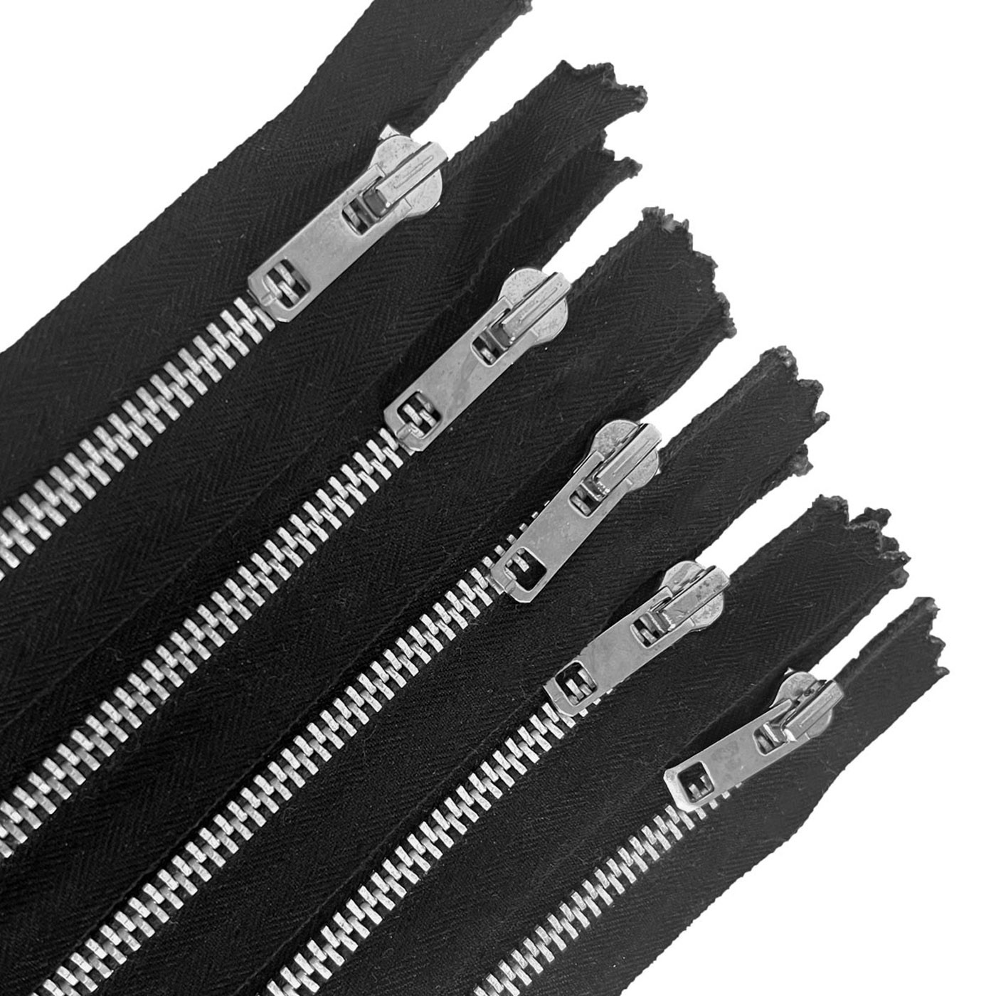 Pack of 5 Black Metal Zips (Open End) EU Fabrics