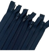 Pack of 5 Navy Blue Nylon Zips (Open end) 