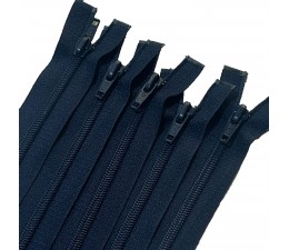 Pack of 5 Navy Blue Nylon Zips (Open end) 