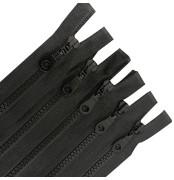 Pack of 5 Plastic Zips - Round Metal Puller  (Open end )