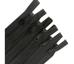 Pack of 5 Plastic Zips - Round Metal Puller  (Open end )