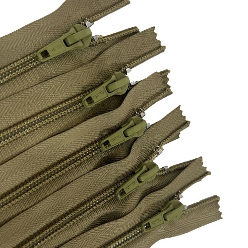 Pack of 5 Brown YKK Branded Metal Zips 1