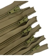 Pack of 5 Olive CLP Branded Nylon Zips Open End