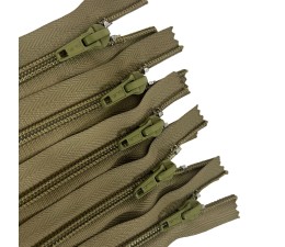 Pack of 5 Olive CLP Branded Nylon Zips Open End