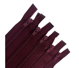 Pack of 5 Burgundy ZIPA  Branded Nylon Zips Open End