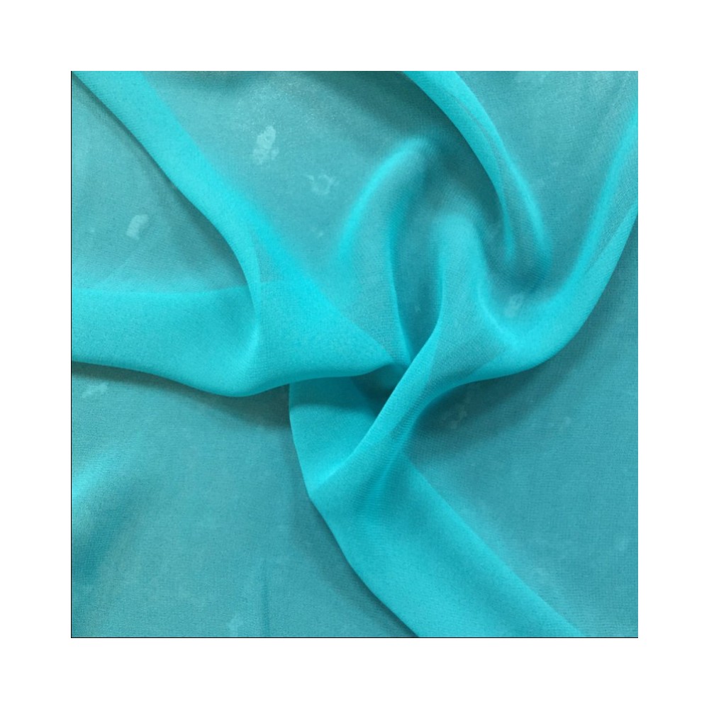 Crepe Chiffon Fabric White Turq
