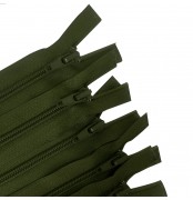 Pack Of 5 Olive Green Nylon Zips 21" / 53.5cm