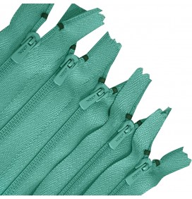 Pack Of 5 Mint Green Nylon Zips 17.3" / 44cm Closed End