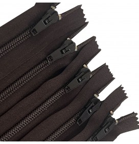 Pack Of 5 Chocolate Brown Nylon Zips 14"  / 36cm Closed End Choco1