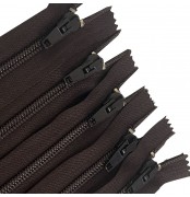 Pack Of 5 Chocolate Brown Nylon Zips 14"  / 36cm Closed End