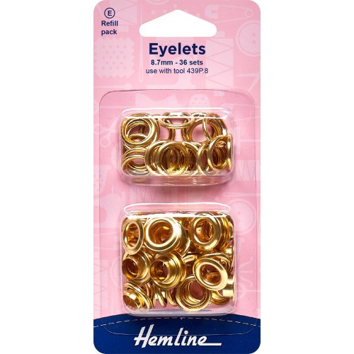 Eyelets 8.7mm 36 sets (Use with tool 439P.8) Gold-Brass 1