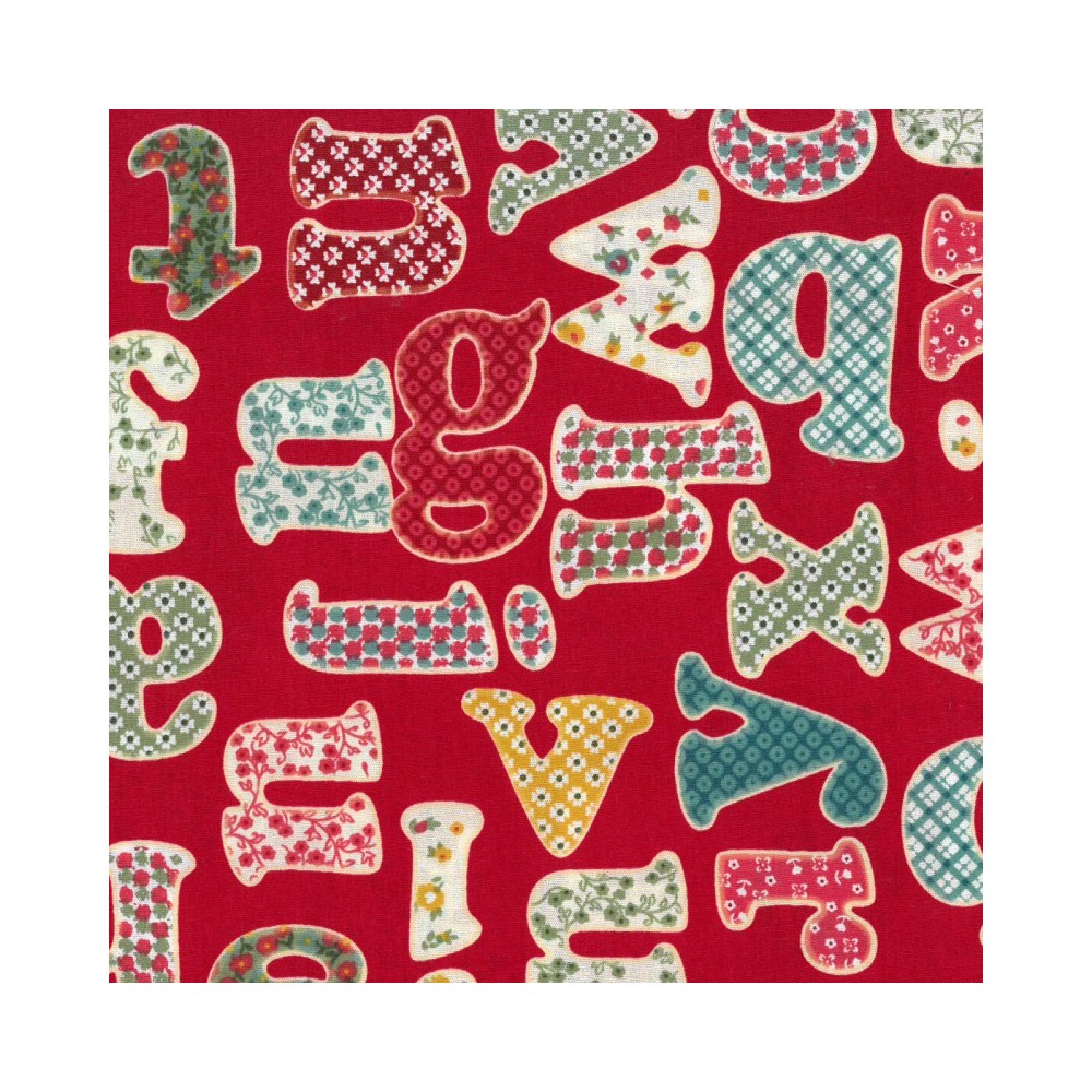 100% Cotton Printed Poplin Red Letters 8438