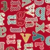 100% Cotton Printed Poplin Red Letters 8438