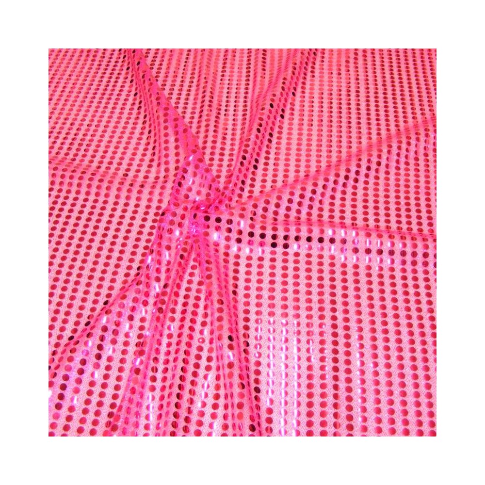 6mm Round Sequins on American Knit Cerise