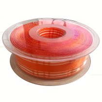 Printed Satin Ribbon Orange Check 1