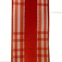 Printed Satin Ribbon Orange Check 3