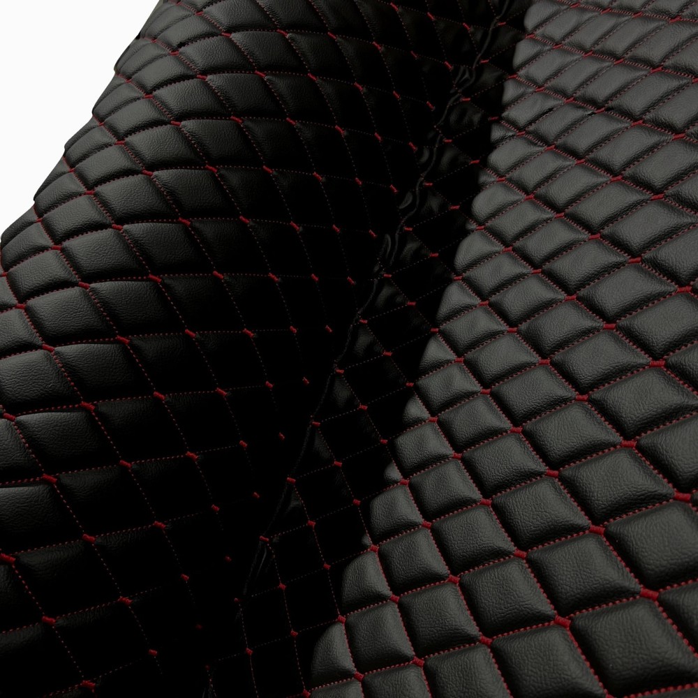 Quilted Leatherette  Brown with Brown Stitching1