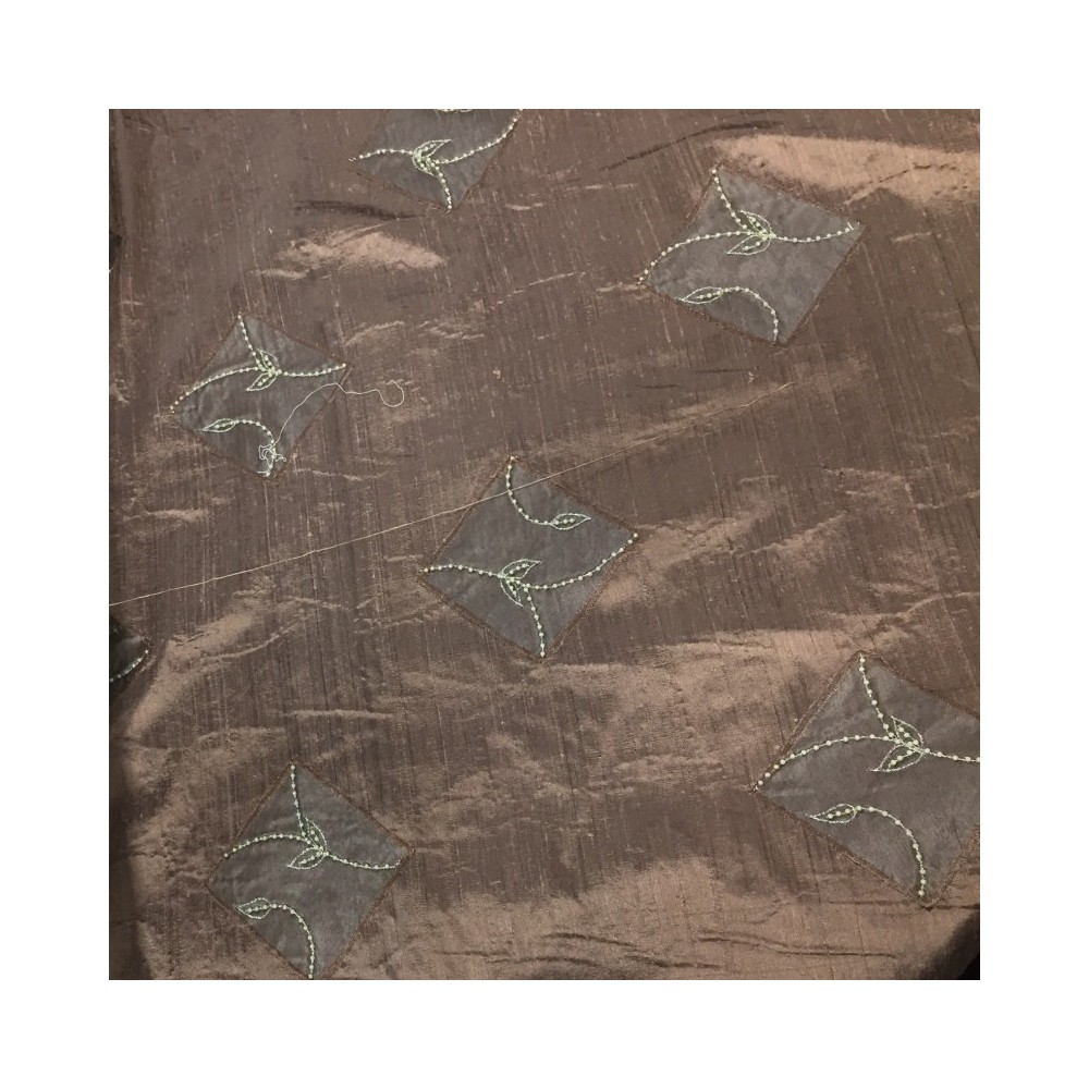 100% Pure Silk Dupion Embroidery Tan