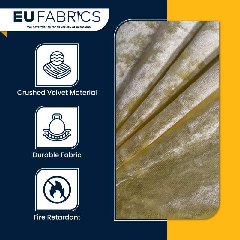 FIRE RETARDANT CRUSHED VELVET FABRIC Premium Soft Curtains Material Dress 150CM Lime