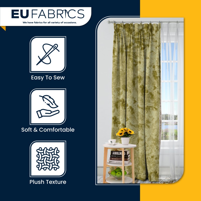 FIRE RETARDANT CRUSHED VELVET FABRIC Premium Soft Curtains Material Dress 150CM Lime