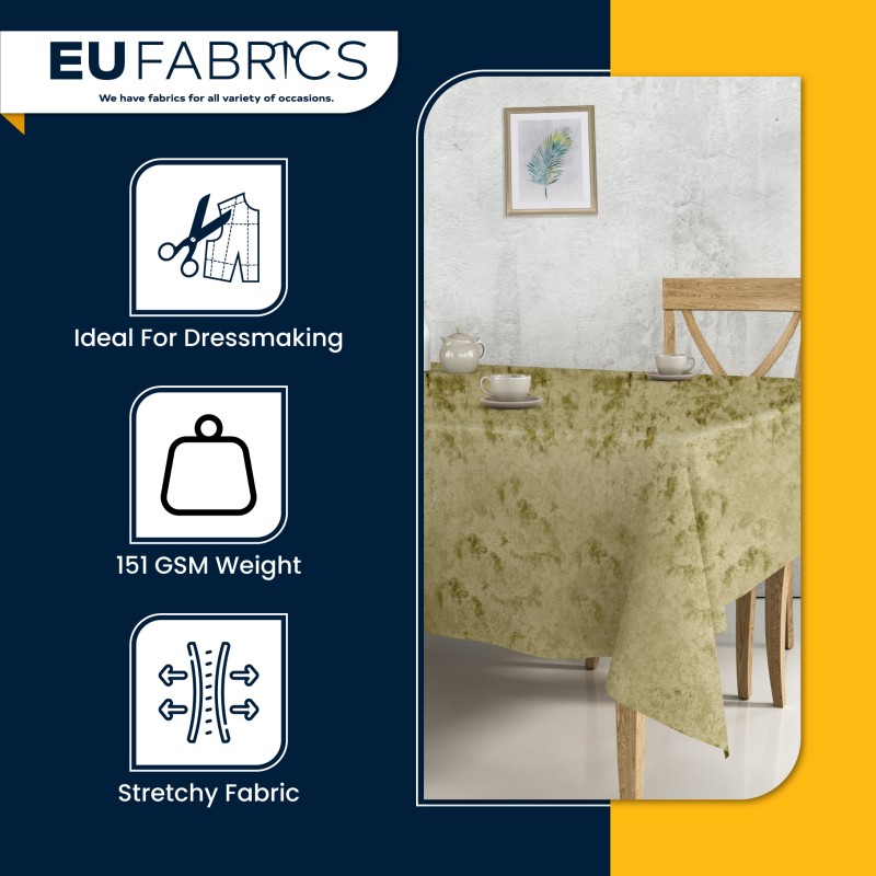 FIRE RETARDANT CRUSHED VELVET FABRIC Premium Soft Curtains Material Dress 150CM Lime