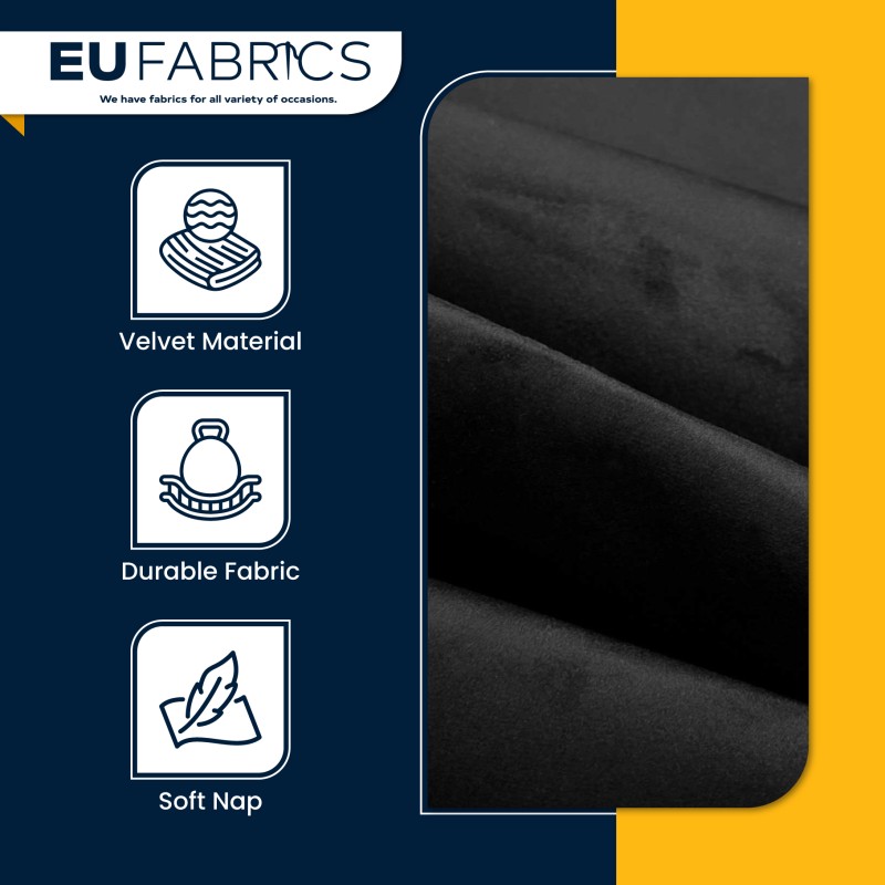Fire Retardant Upholstery Velvet Black 1