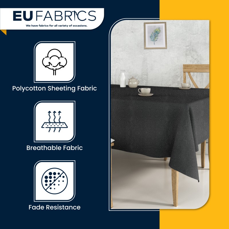 Fire Retardant Polycotton Sheeting Fabric Black 3