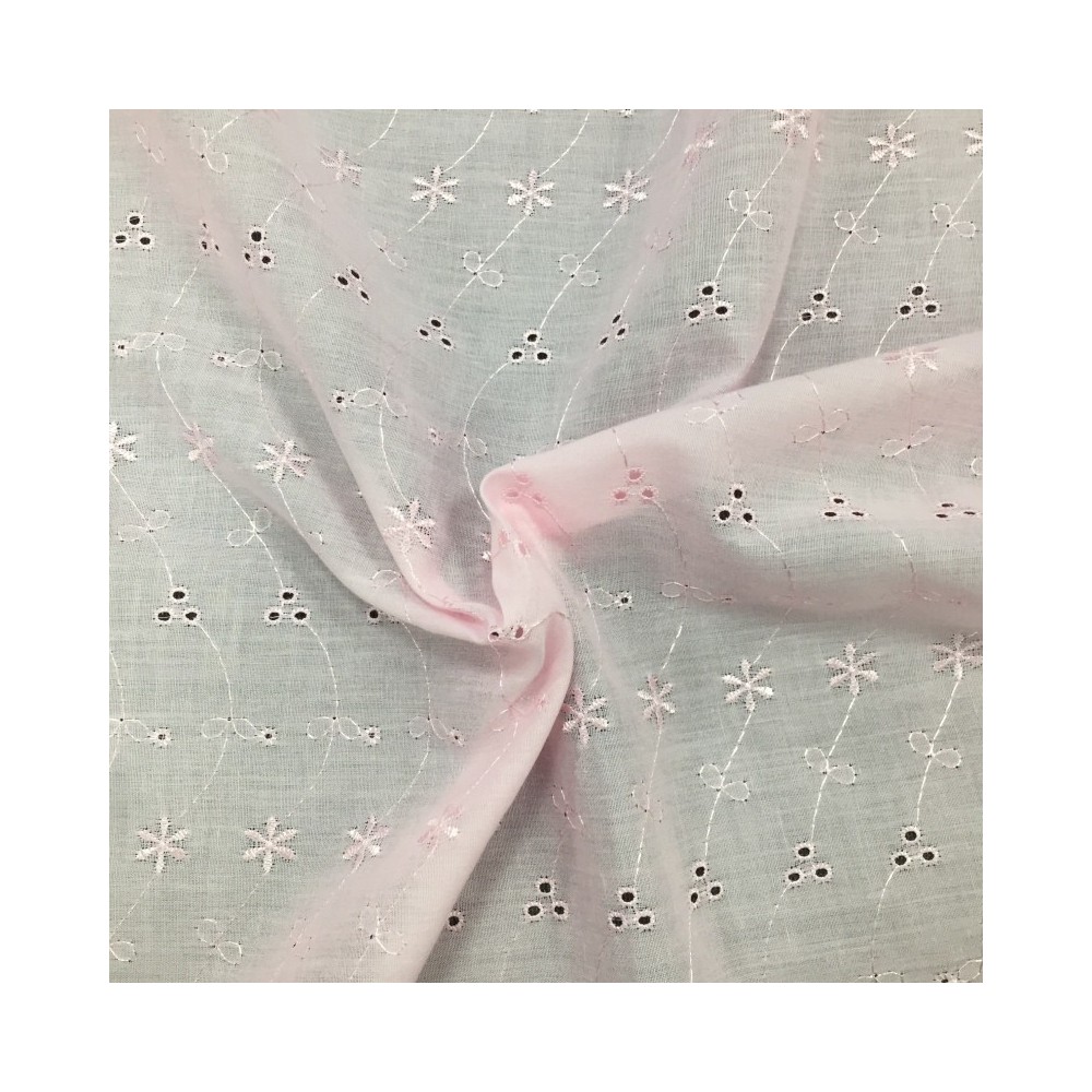 3 Hole Broderie Anglaise Fabric Pink