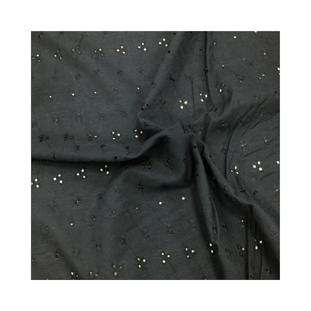 3 Hole Broderie Anglaise Fabric Black