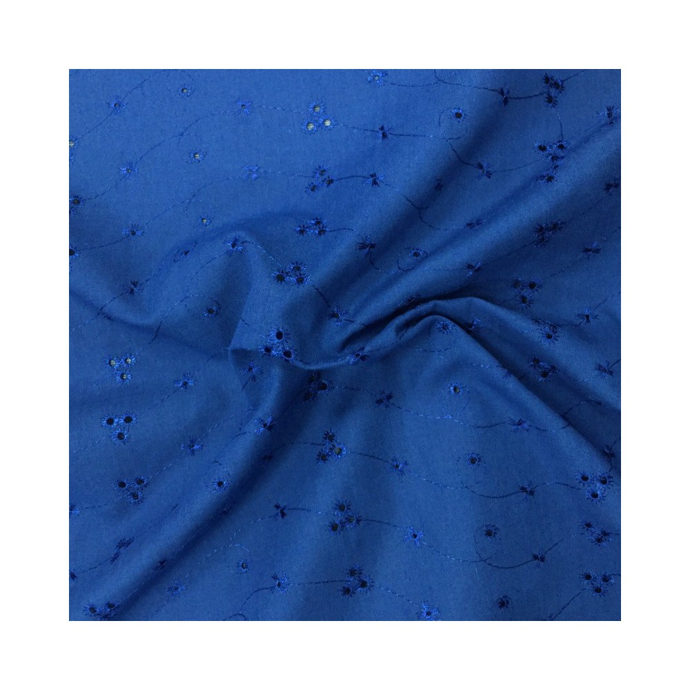 3 Hole Broderie Anglaise Fabric Navy