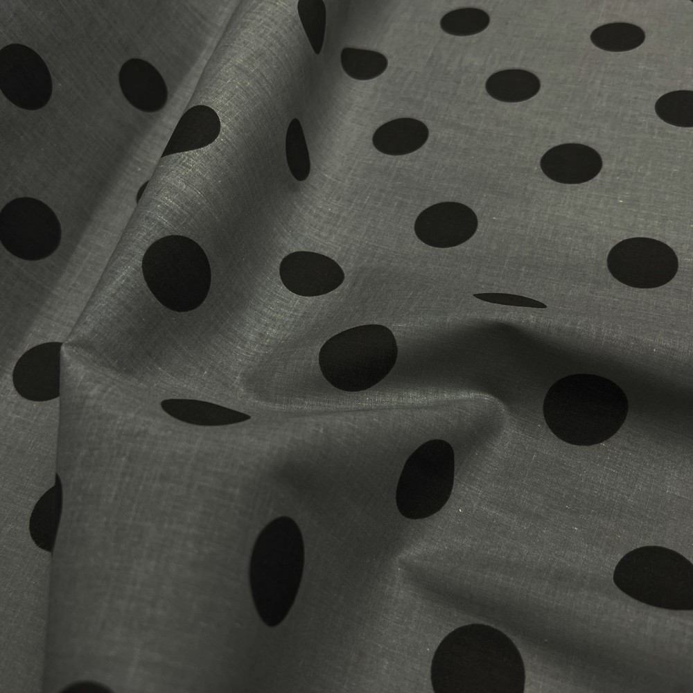 Polycotton Polka Dot Fabric Silver/black1