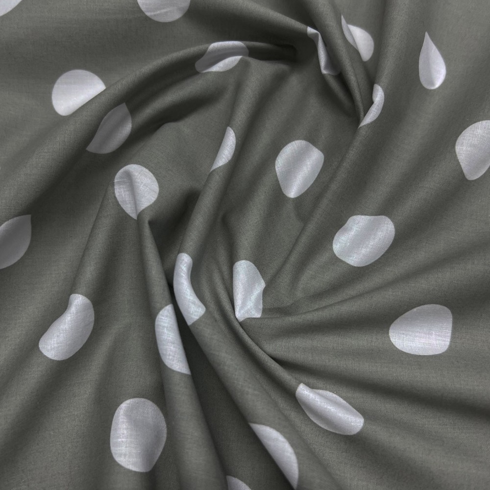 Polycotton Polka Dot Fabric Silver/White1