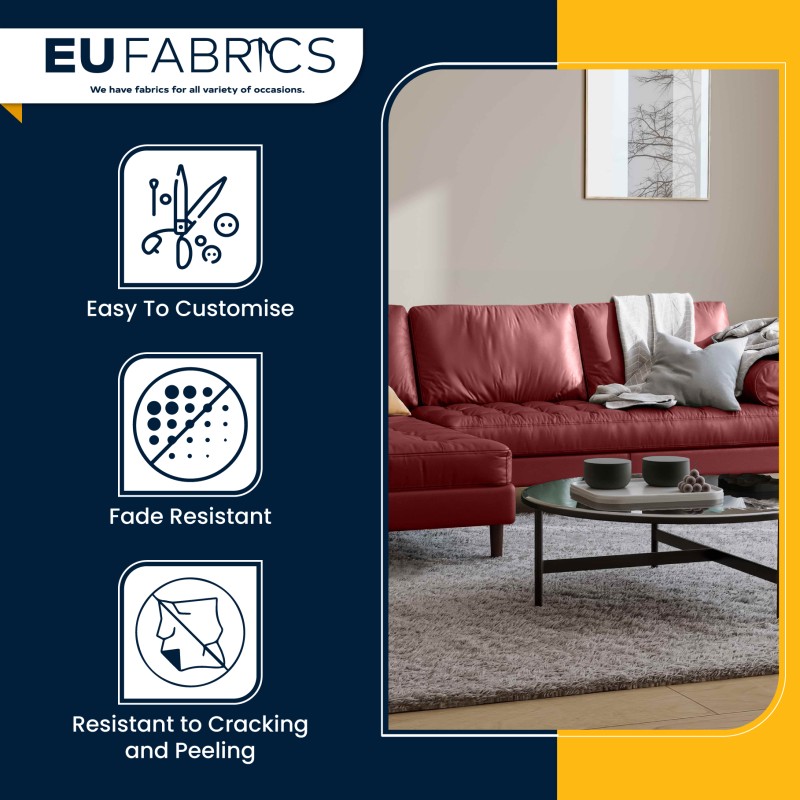 Marine Vinyl Leatherette Fabric Burgundy 4