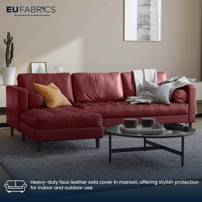 Marine Vinyl Leatherette Fabric Burgundy 7
