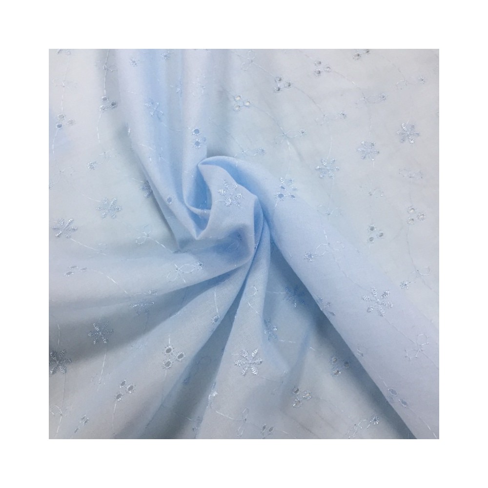 3 Hole Broderie Anglaise Fabric Sky Blue